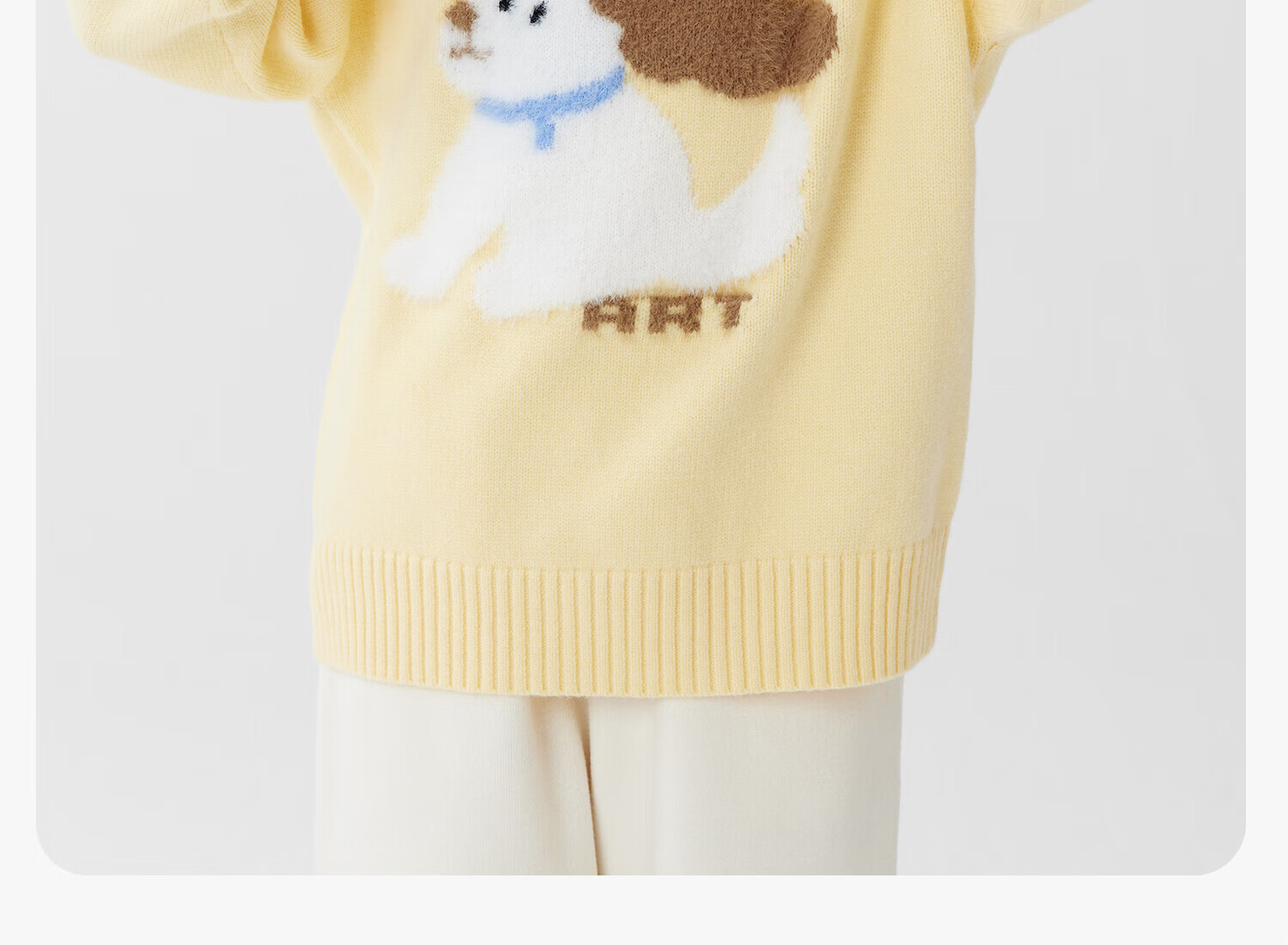 Zuo Xi Girls' Sweater Autumn Winter 2025 New Plush Inner Wear Cute Pet Children's Knitwear Trendy Light Yellow 160 9